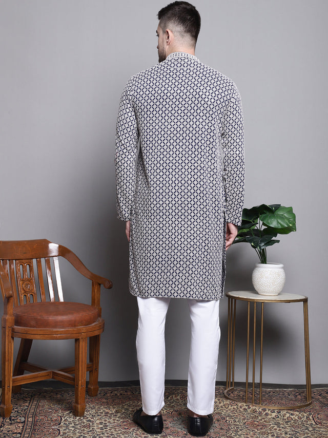 Sequin Embroidered Pure Cotton Kurta With Pajamas