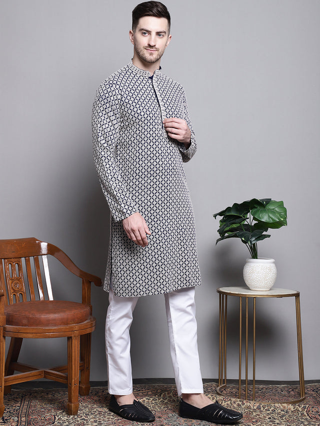 Sequin Embroidered Pure Cotton Kurta With Pajamas