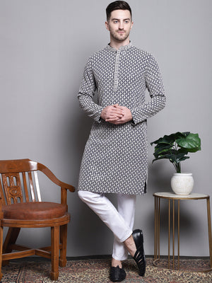 Sequin Embroidered Pure Cotton Kurta With Pajamas