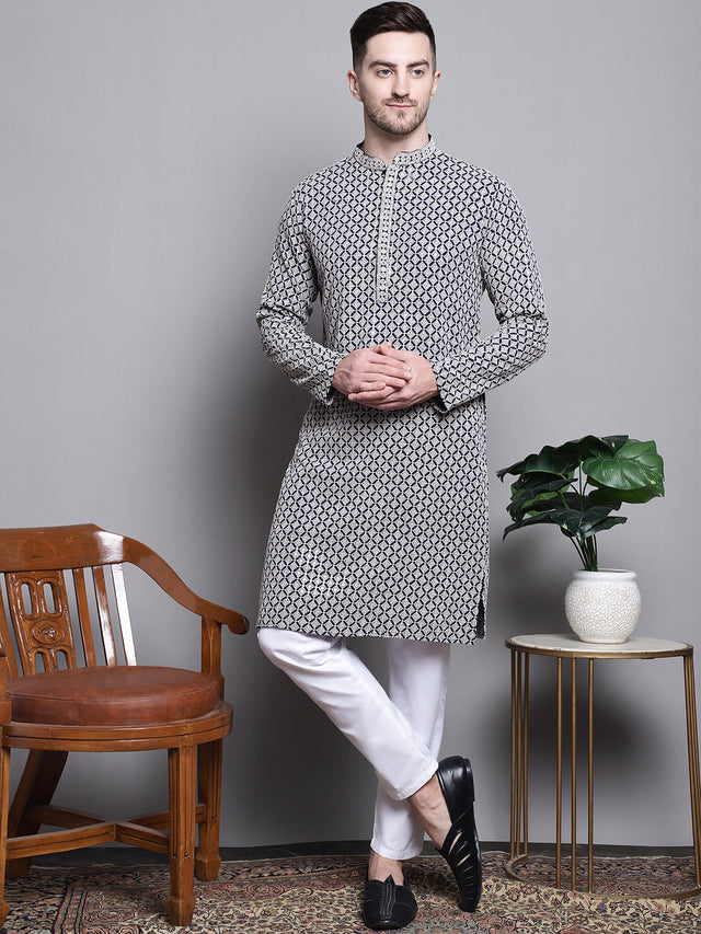Sequin Embroidered Pure Cotton Kurta With Pajamas