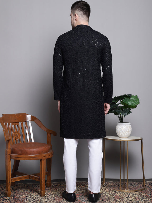 Sequin Embroidered Pure Cotton Kurta With Pajamas