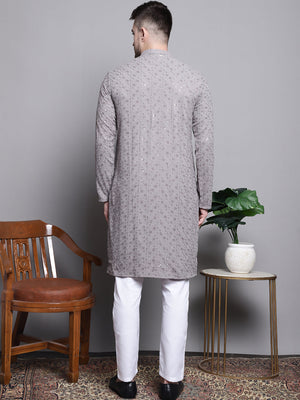 Sequin Embroidered Pure Cotton Kurta With Pajamas