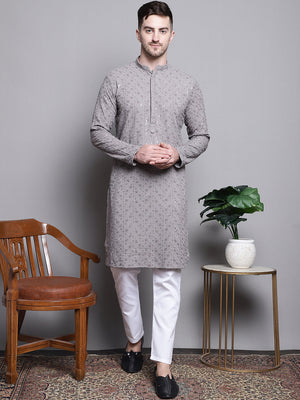 Sequin Embroidered Pure Cotton Kurta With Pajamas