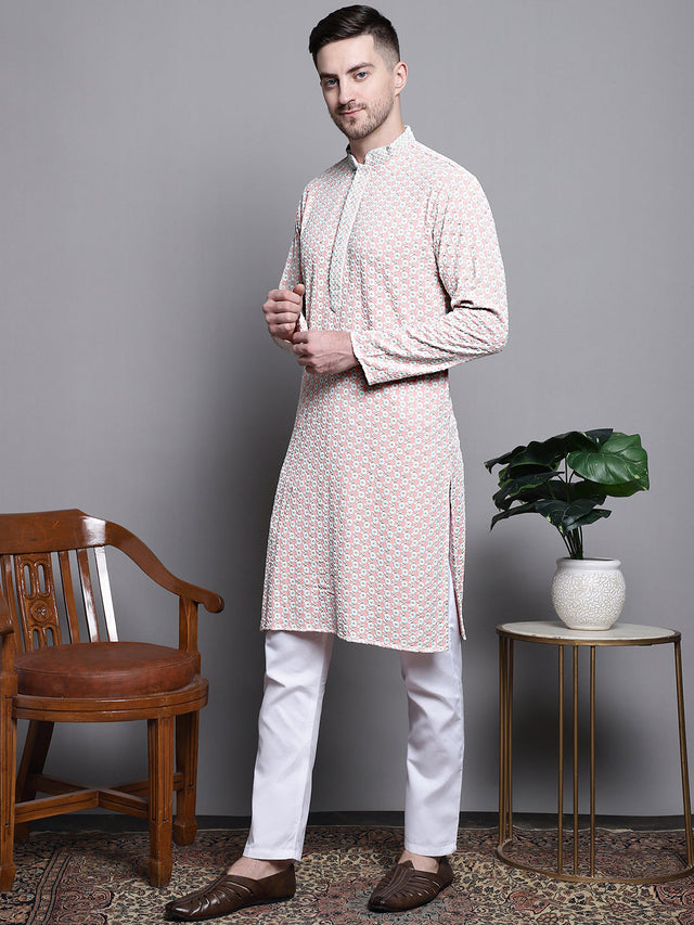 Sequin Embroidered Pure Cotton Kurta With Pajamas