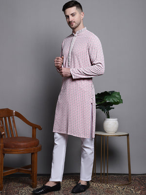 Sequin Embroidered Pure Cotton Kurta With Pajamas