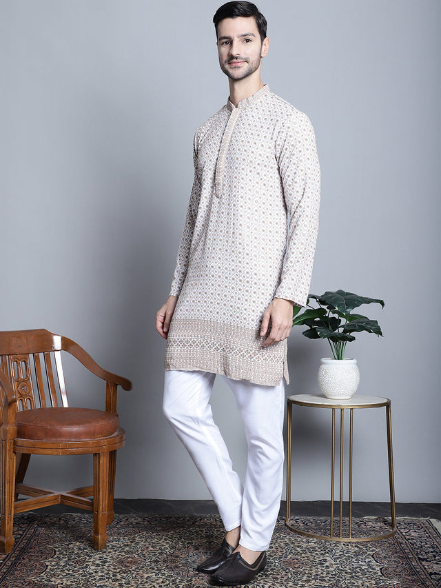 Men's Chikankari Embroidered Kurta With Pajama