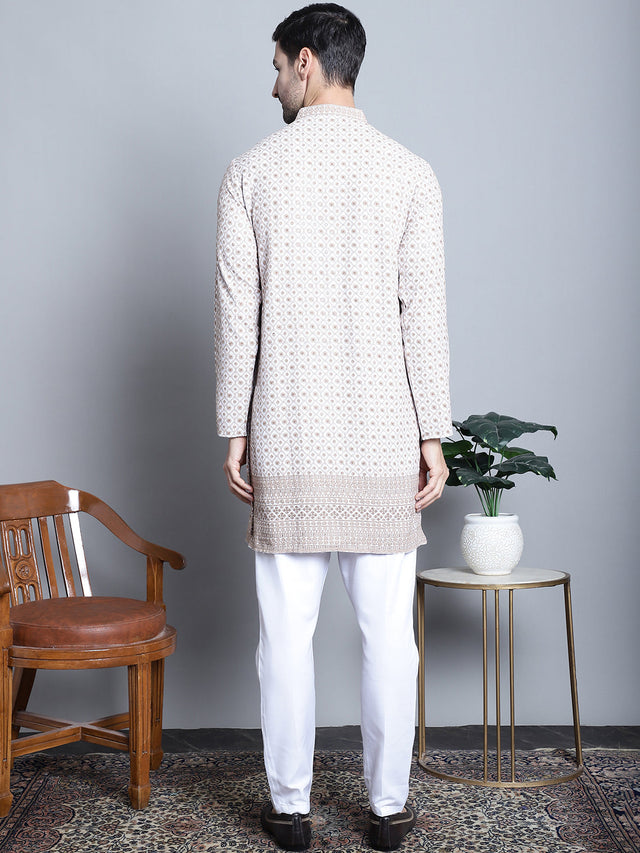 Men's Chikankari Embroidered Kurta With Pajama