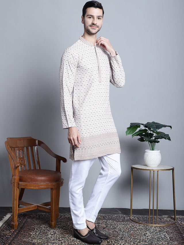 Men's Chikankari Embroidered Kurta With Pajama