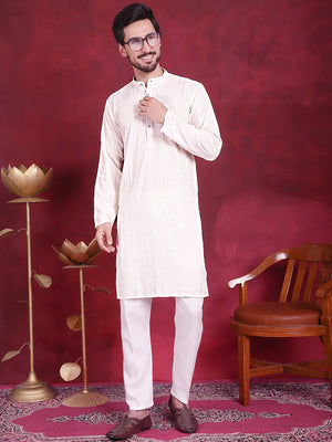 Men's Sequins Chikankari Embroidered Kurta With Pajama