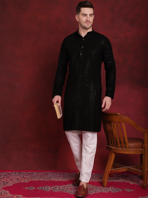 Men's Sequins Chikankari Kurta With Pajama