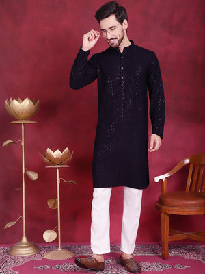 Sequins Chikankari Kurta With Pajama