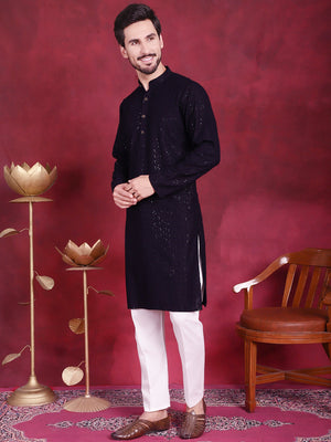 Sequins Chikankari Kurta With Pajama