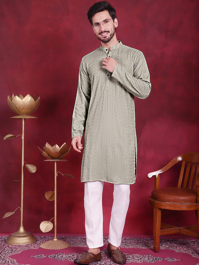 Sequins Chikankari Kurta With Pajama