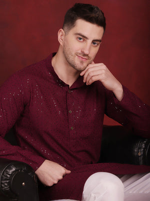 Men's Sequins Chikankari Kurta With Pajama
