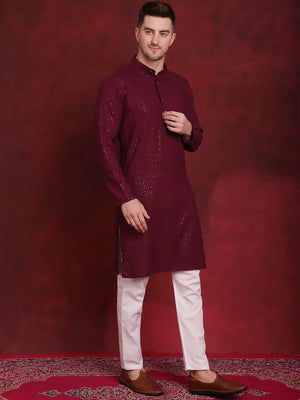 Men's Sequins Chikankari Kurta With Pajama