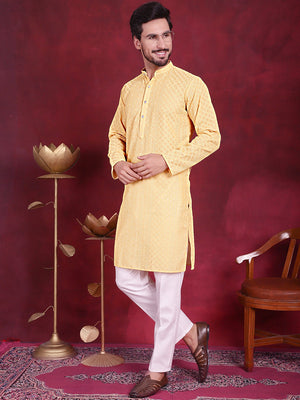 Men's Chikankari Embroidered Kurta Pajama Set