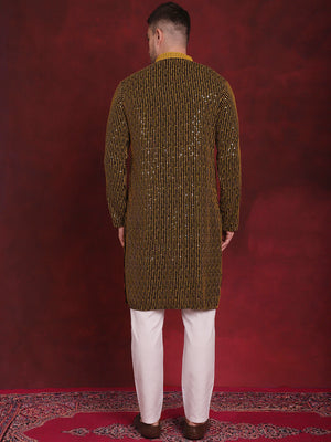 Men's Sequins Chikankari Embroidered Kurta With Pajama