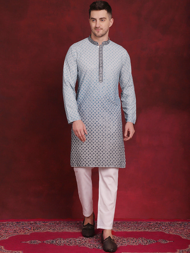 Men's Sequins Embroidered Kurta With Pajama