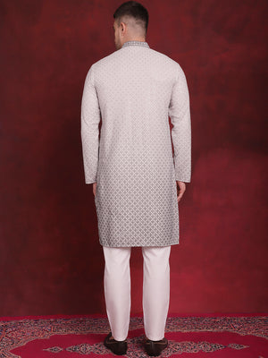 Men's Sequins Embroidered Kurta With Pajama