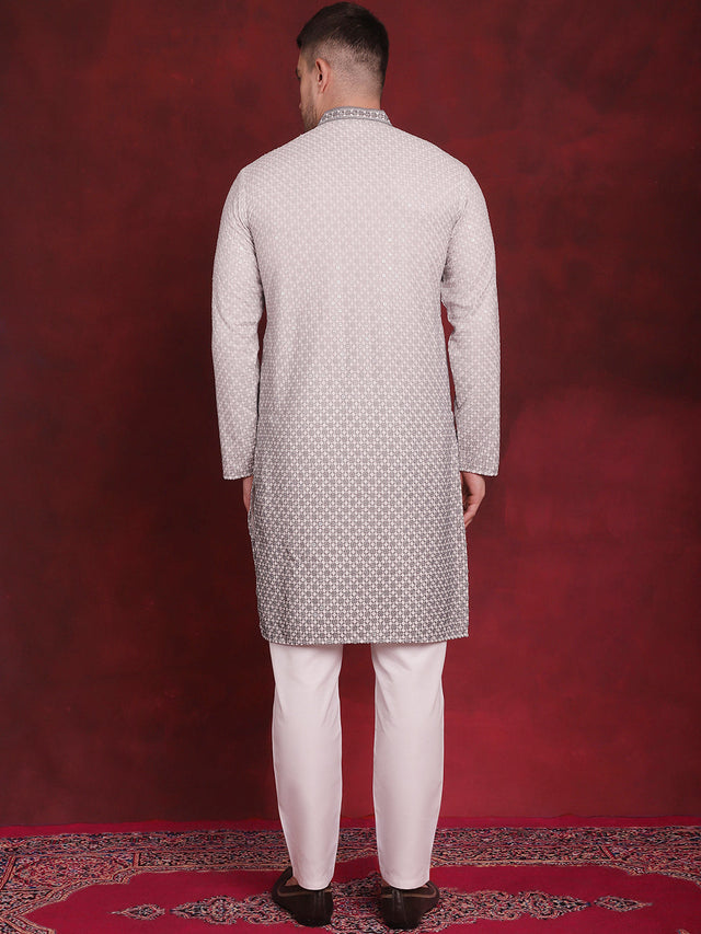 Men's Sequins Embroidered Kurta With Pajama