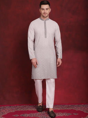 Men's Sequins Embroidered Kurta With Pajama