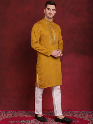 Men's Sequins Embroidered Kurta Pajama Set