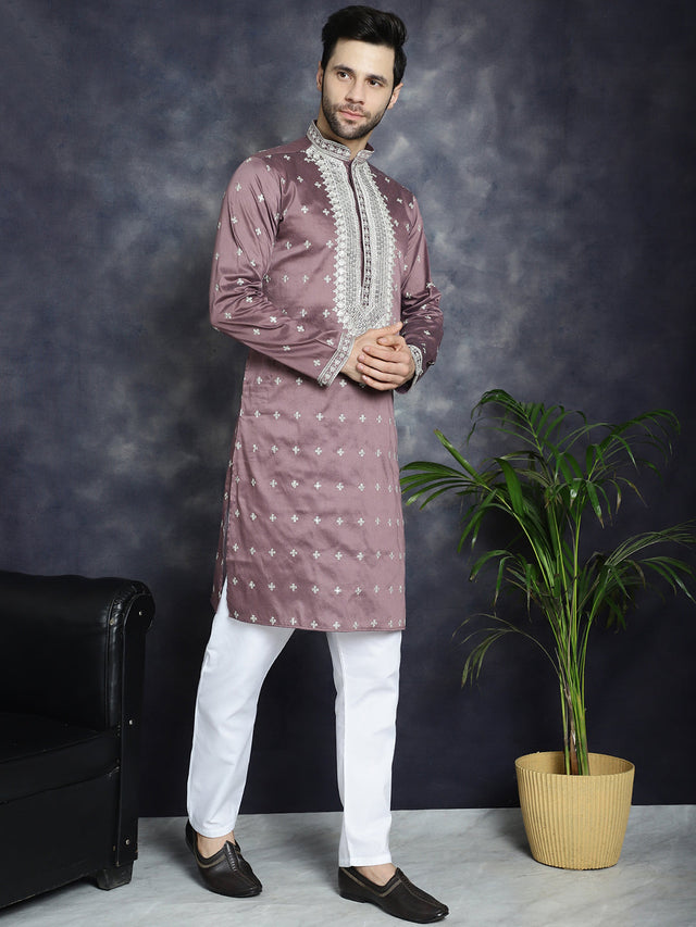 Men's Sequins Embroidered Kurta Pajama Set