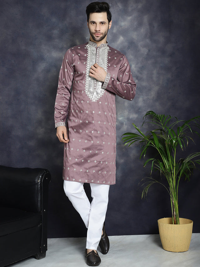 Men's Sequins Embroidered Kurta Pajama Set