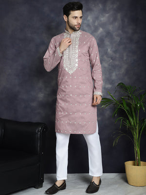 Men's Chikankari Embroidered Kurta Pajama Set