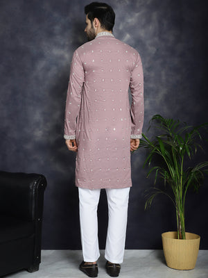 Men's Chikankari Embroidered Kurta Pajama Set
