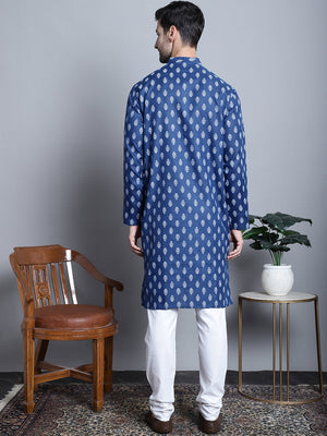 Men's Cotton Floral Printed Kurta Pajama