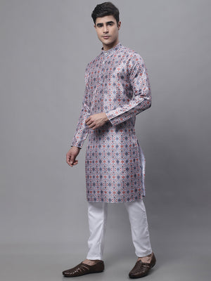 Men's Blue Digital Printed Kurta Pajama Set