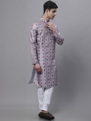 Men's Blue Digital Printed Kurta Pajama Set