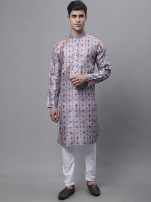 Men's Blue Digital Printed Kurta Pajama Set