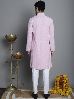 Men's Chikankari Embroidered And Sequin Kurta With Pajama