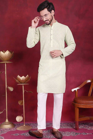Green Chikankari Georgette Men's Kurta Sets