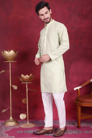 Green Chikankari Georgette Men's Kurta Sets