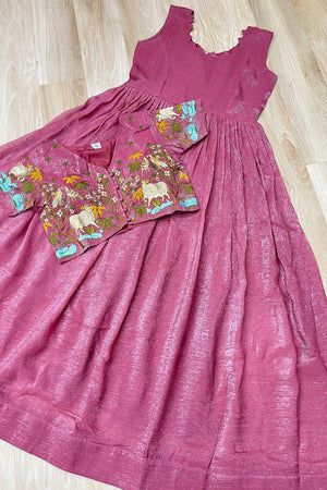 Pink Embroidered Silk Gown