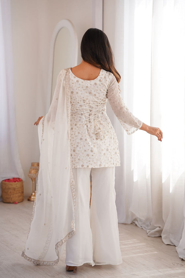 Off White Sequin with Embroidered Silk Anarkali Suit (KB-300-Off White)