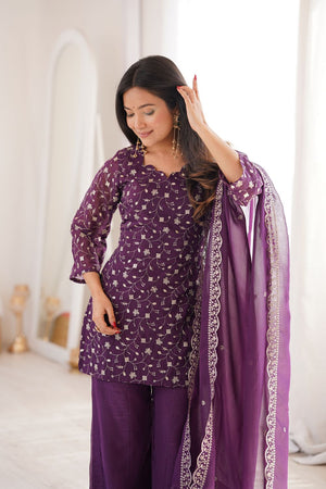 Wine Sequin with Embroidered Silk Anarkali Suit (KB-300-Wine)