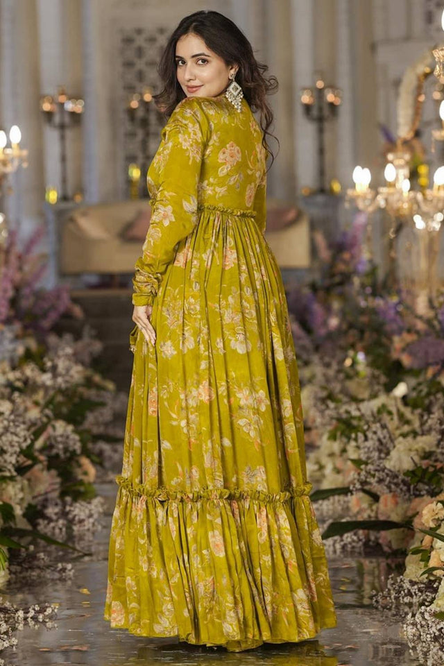 Mehendi Floral Printed Art Silk Sharara Suits (KF-clora-102.)