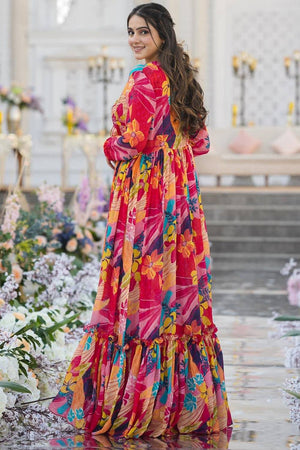 Multi Color Floral Printed Art Silk Sharara Suits (KF-clora-103.)