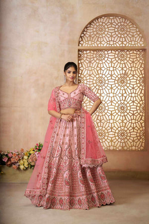 Pink Sequin With Zari Silk Lehenga