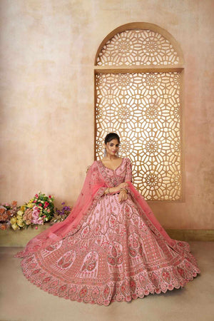 Pink Sequin With Zari Silk Lehenga