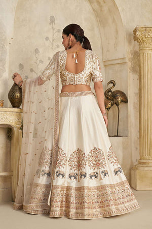 Cream Sequin with Embroidered Silk Lehenga
