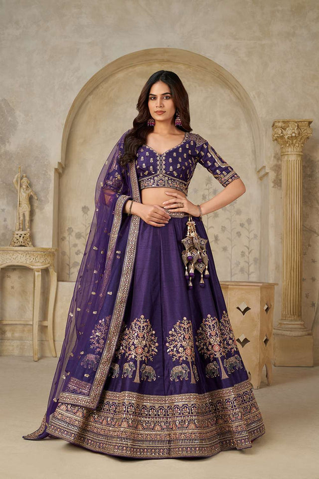 Violet Sequin with Embroidered Silk Lehenga