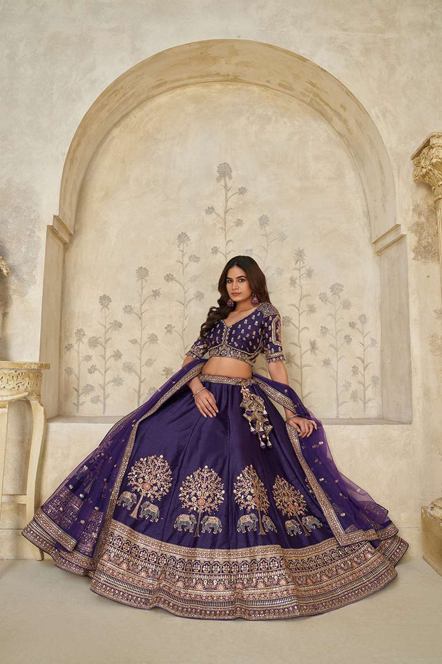 Violet Sequin with Embroidered Silk Lehenga