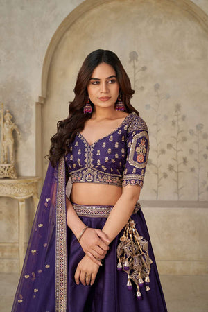 Violet Sequin with Embroidered Silk Lehenga