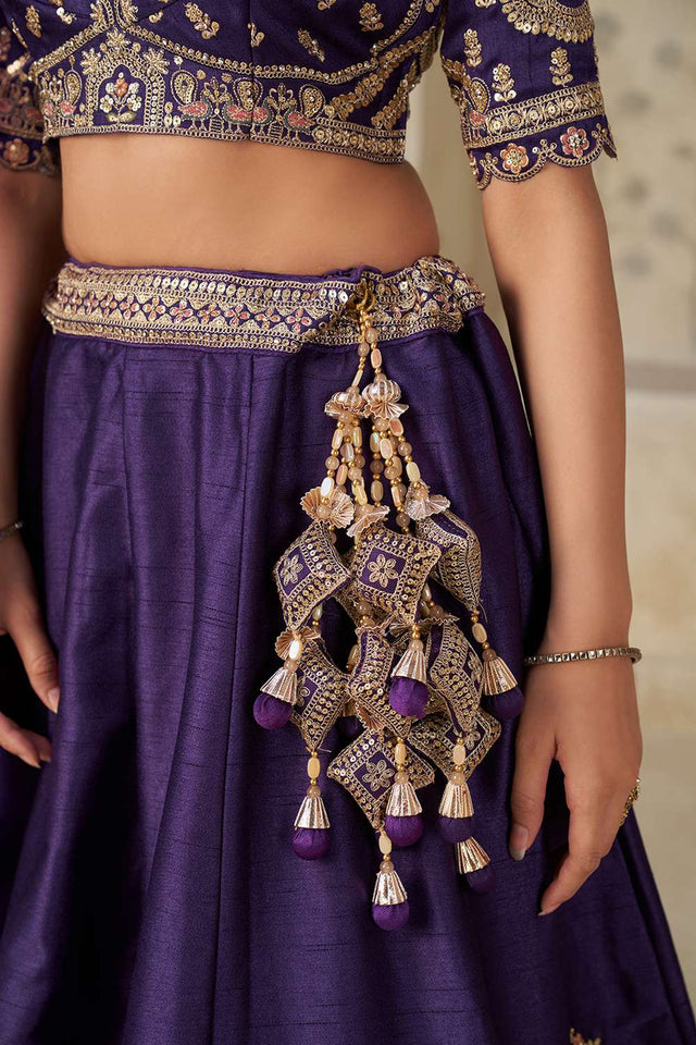 Violet Sequin with Embroidered Silk Lehenga