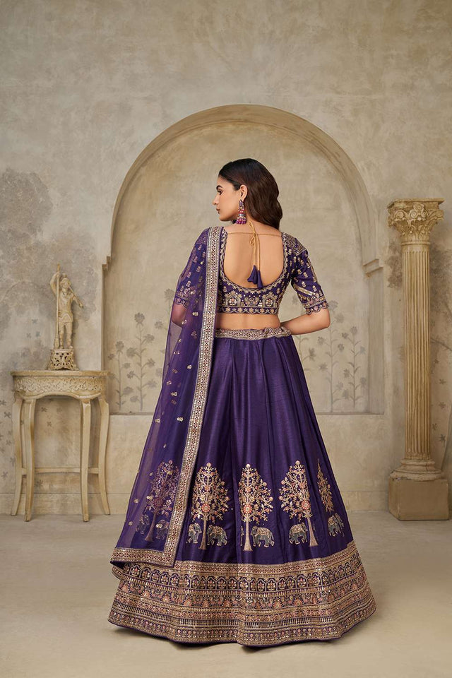 Violet Sequin with Embroidered Silk Lehenga